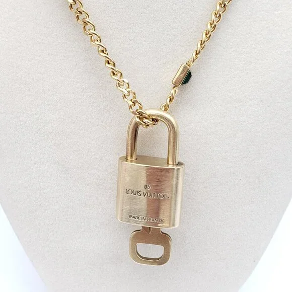 Authentic Louis Vuitton Gold Padlock with Unbranded Stainless Steel Chain - Picture 5 of 8